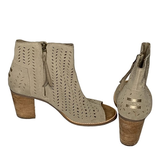 Toms‎ Majorca suede peep toe heel ankle bootie. Size 8.5 - Picture 9 of 14